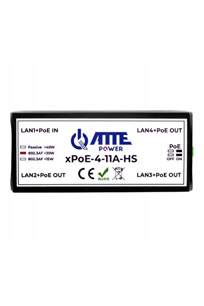 ATTE Switch 4x PoE cu 4 porturi, Extender xPoE-4-11A-HS 10/100Mbps, Distribuitor