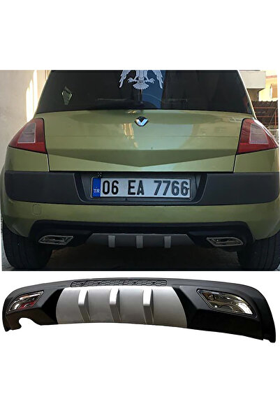 HasAkman Renault Megane 2 HB Difüzör Difizör Gri + Kare Egzoz Görünüm C Tip