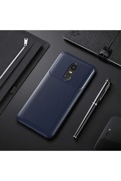 Ahlttiba حافظة لهاتف Xiaomi Redmi 5 Plus بتصميم كربوني غطاء زنجي