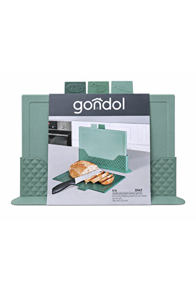 Gondol 3'lü Standlı Yatay Kesme Panosu Seti | Renk Kodlu Kabartma Desenli Hij...