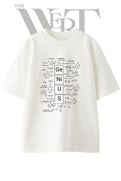 THEWERT Μπλουζάκι GeNiUS Bilim Design με στάμπα Unisex σε λευκό χρώμα και ove...