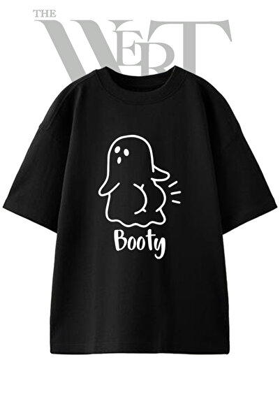 THEWERT Μπλουζάκι Ghost Booty Design με στάμπα Unisex σε μαύρο χρώμα και over...