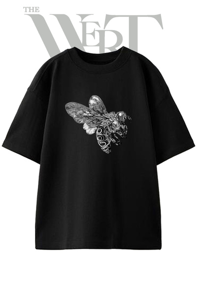 THEWERT Μπλουζάκι Unisex με σχέδιο Ari και στάμπα, μαύρο, oversized