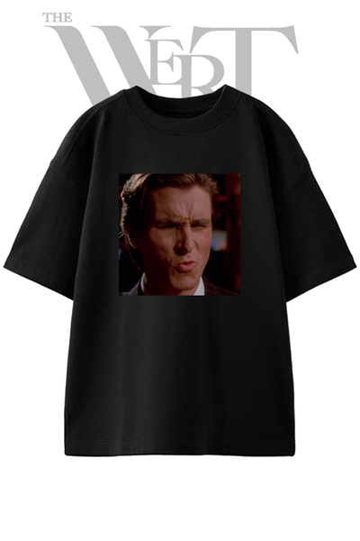THEWERT Tricou oversize negru unisex cu imprimeu Patrick Bateman Design