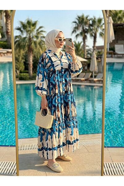 Kirazca Butik فستان نسائي طويل بتصميم عرقي مزخرف - فيسكوز