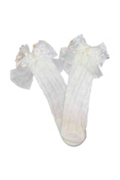 OEM Sosete sportive pentru fete, decorate cu fundite mari, paiete si perle, a...