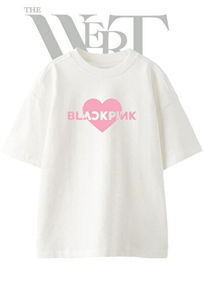 THEWERT Tricou oversize alb unisex cu imprimeu Blackpink Design