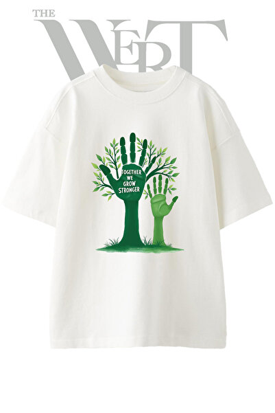 THEWERT Μπλουζάκι El Agac Design με στάμπα Unisex Λευκό Oversize