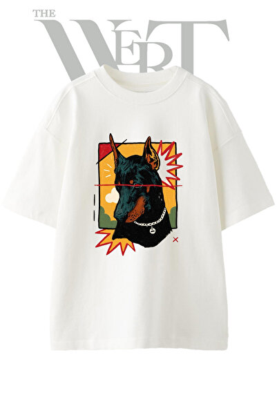 THEWERT Unisex bela majica sa nadimkom Doberman Design
