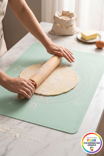 Vivenda Ölçü Cetvelli Silikon Hamur Açma Matı Kaymaz Yapışmaz Pasta Kurabiye ...