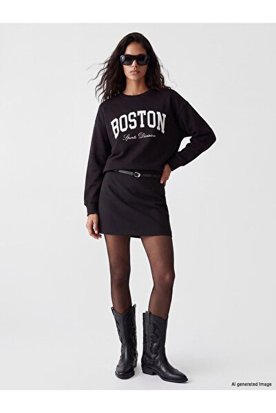 LC Waikiki Xside Black Belted A-Line Mini Skirt