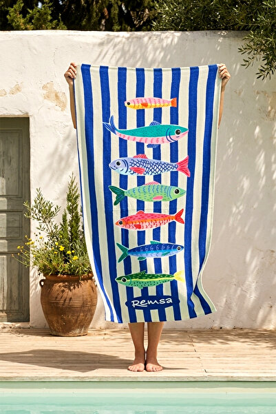 Remsa Mayo Printed Sea Pool Beach Towel 14 Colorful Fishes