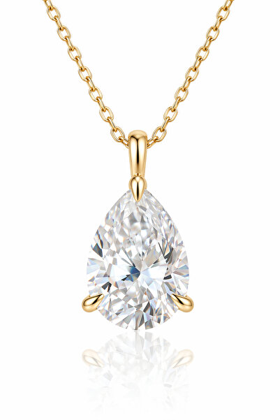 MEETMAY 18K Gold Plated S925 Silver Pear Cut Moissanite Pendant Necklace - 1c...
