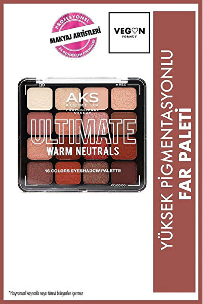aks kozmetik Göz Farı Paleti - Ultimate Shadow Pallette Warm Neutrals 16'lı G...
