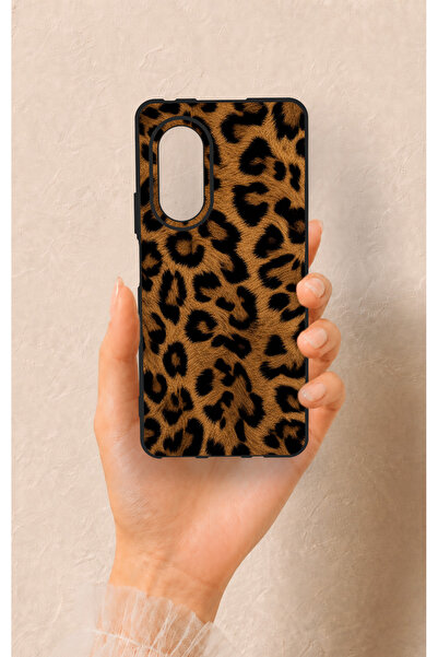 Vip Case Huawei Nova 9Se Uyumlu Koyu Leopar Deri Desenli Silikon Kılıf