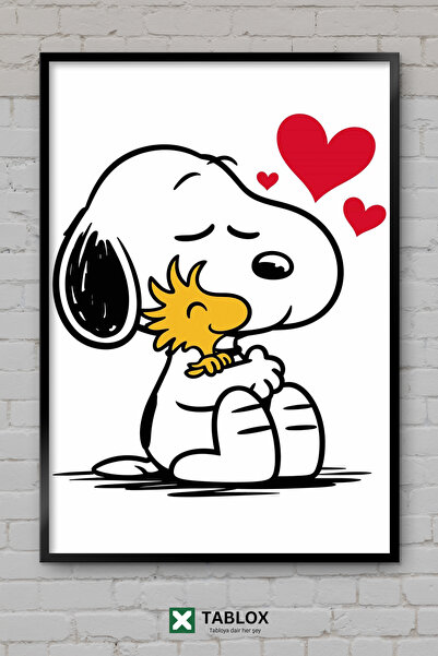 TABLOX Snoopy Dog Minimal Drawing Pictură decorativă din MDF cu ramă din lemn...