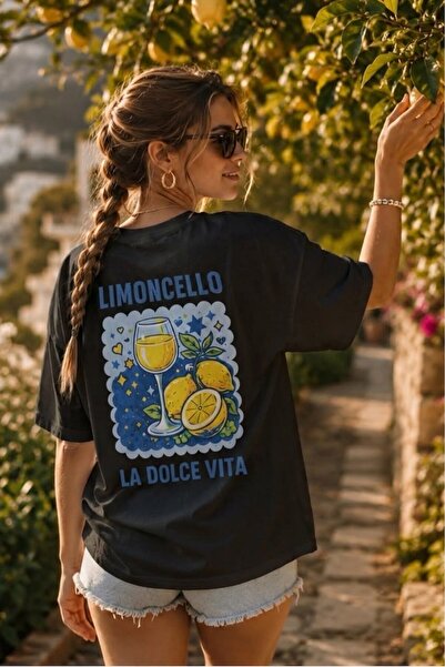 LELVANİ ΓΥΝΑΙΚΕΙΟ ΜΠΛΕ ΜΠΛΟΥΖΑΚΙ LA DOLCE VITA ΜΕ ΣΤΑΜΠΑ ΛΙΜΟΝΤΣΕΛΟ ΚΑΙ ΛΟΓΟΤ...