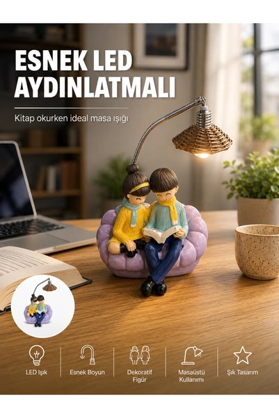 ARMÜZ Reading Couple Figured Decorative Night Light Gift Option
