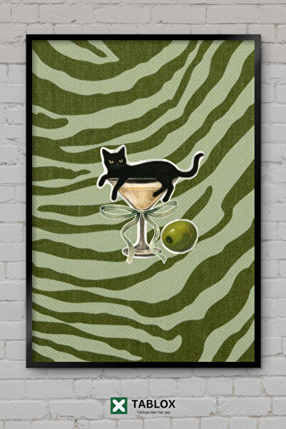 TABLOX Cat Minimal Design Aesthetic Cocktail Wooden Framed Decorative Mdf Table