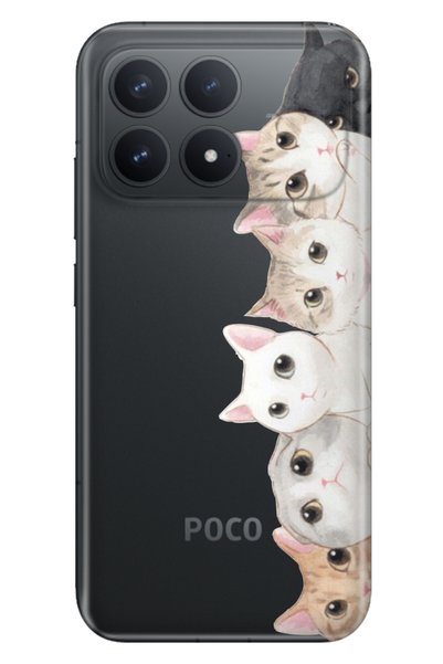 Cekuonline Poco F8 Pro 6.59" Case Colorful Silicone Printed Tpu Pisi Pisi Cat