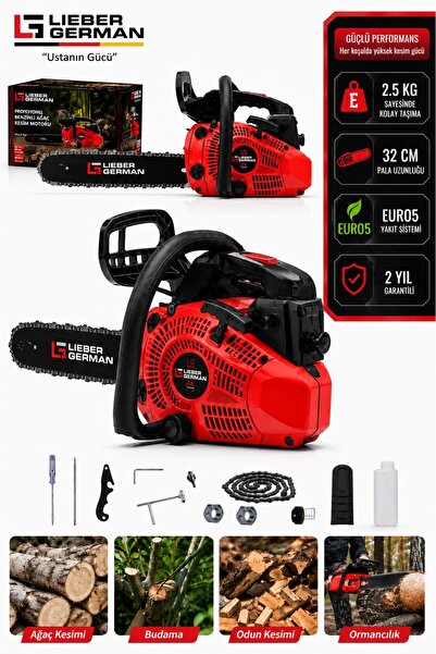 Lieber German 25cc Turbo Benzinli Dal Ağaç Kesme Budama Bıçkı Makinesi