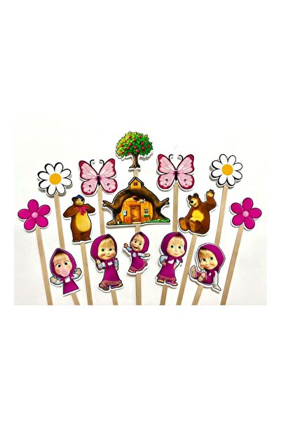DecoParty Set de decorațiuni pentru tort – Tematică Mașa și Ursul, 15 piese, ...