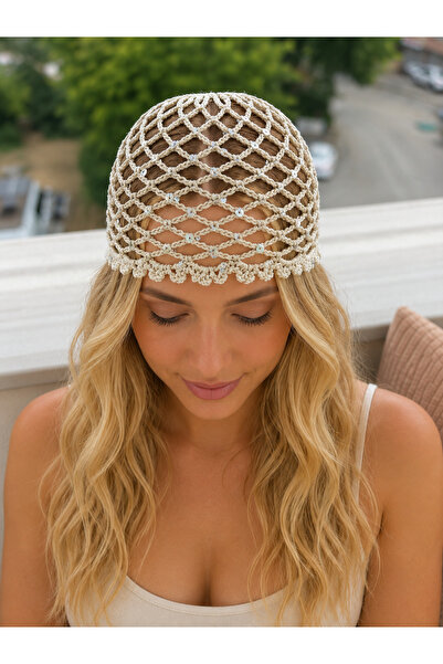 Passionis Jewelry 100% Handmade Summer Beanie, Fishnet Beanie, Crochet Hat, B...