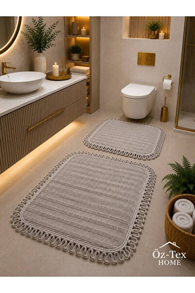 Öz-Tex Home Peluş Banyo Paspası Takımı 2’li Premium Kaymaz Taban 110x70 & 70x55