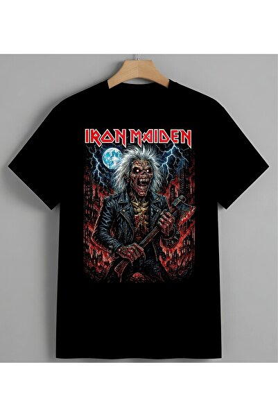 İron Maiden Zombi Rock Metal Syh Unisex Erkek Kadın Oversize Tişört Siyah