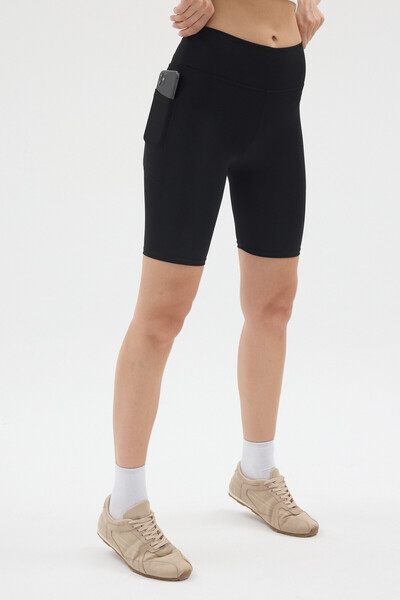 Pavotti Women's High Waist Gathering Pocket Shorts Sports Leggings