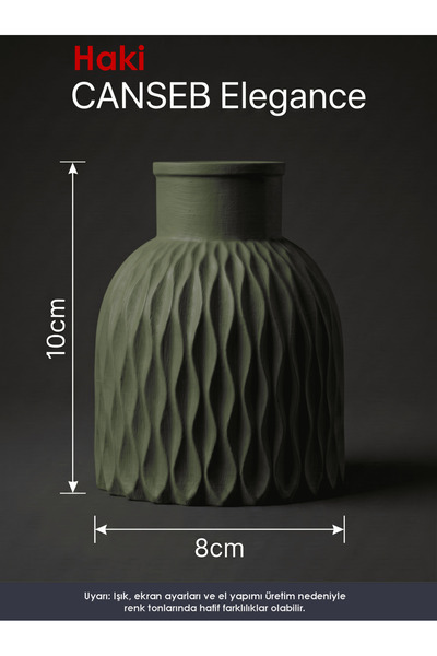 CANSEB Elegance Premium - Khaki - Wavy Decorative Vase - 10X8Cm - Hand-Painte...