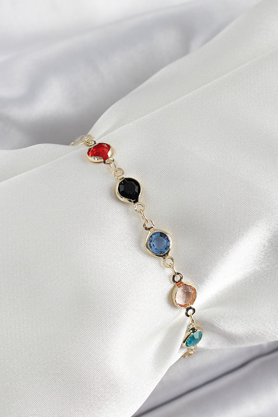 Mega Bazaar Brass Assorti Model Gold Color Zircon Stone Women's Bracelet