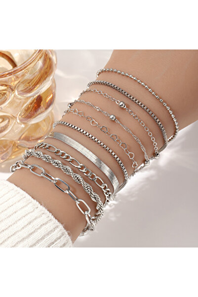 Choice1 silver color 10 Pcs Vintage Statement Gold Color Flat Snake Chain Box...