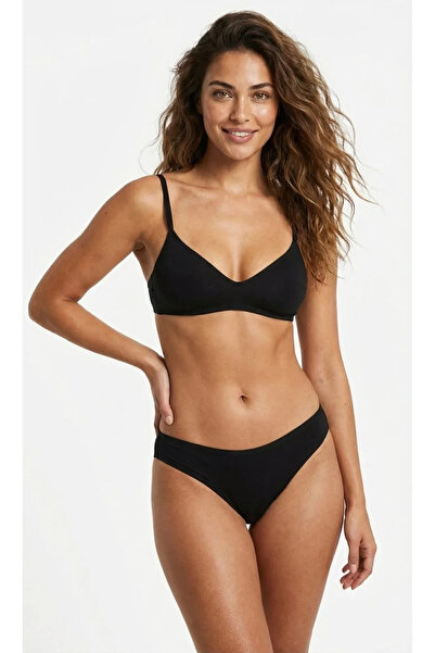 lunaintim Kadın Slip Bikini Külot - Pamuklu Düz Model - Siyah