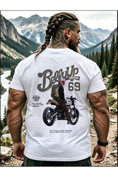 EURO CODE Men's Motorcycle Printed White Crew Neck T-Shirt – Rider 69