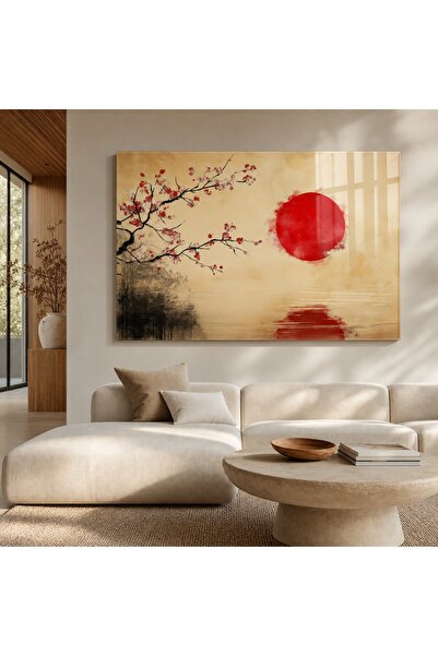 idora Enchanting Red Sun and Sakura Painting