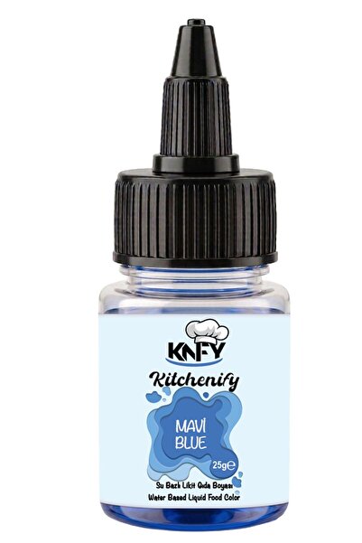 Kitchenify Su Bazlı Likit Gıda Boyası Mavi 25 g - Konsantre Pasta, Kek, Kurab...