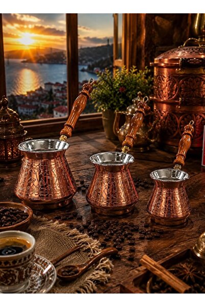 BARITCIOGLU Set of 3 Copper Coffee Pots