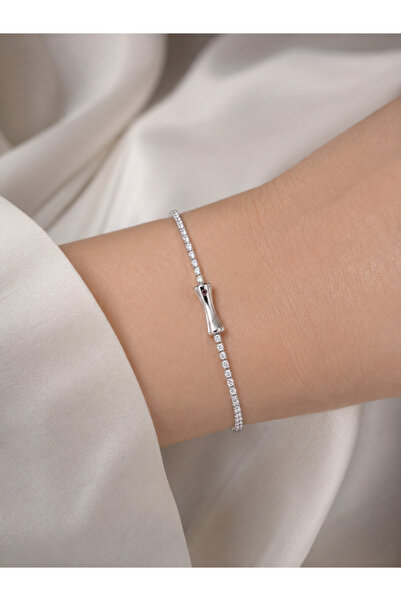 Yonida Jewelry Minimalist Çubuk Detaylı Zirkon Taşlı Su Yolu Bileklik