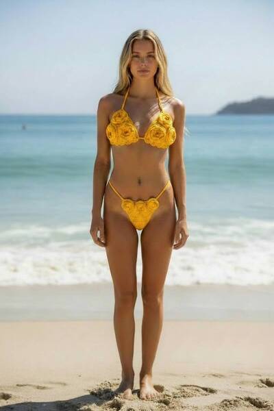 tce the charme elegant Hand knitted bikini set
