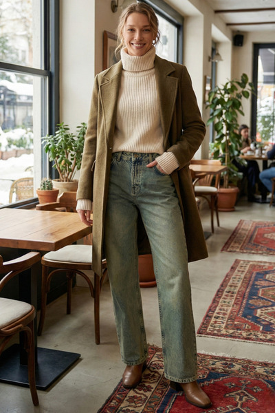 BALİNA Green - Tint Effect Palazzo Jeans
