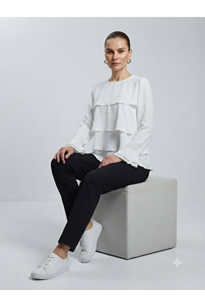 TUĞBA ERGÜL Basic Women's Ayrobin Ruffle Detailed Blouse