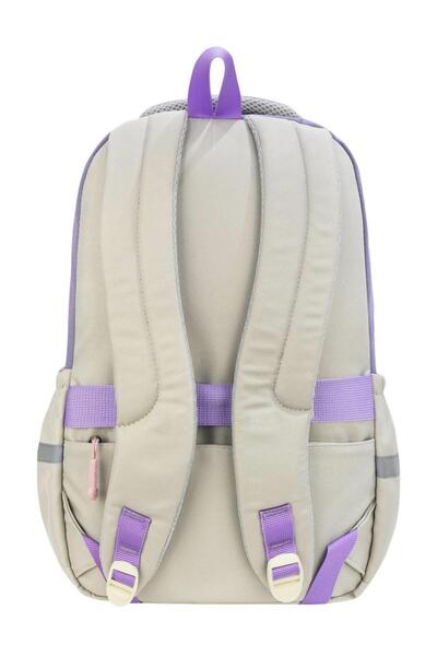 Bevitton 707 Lila-Bej Suya Dayanıklı Kumaş Okul Çantsı Hafıf Unisex Günlük Sırt Çantası