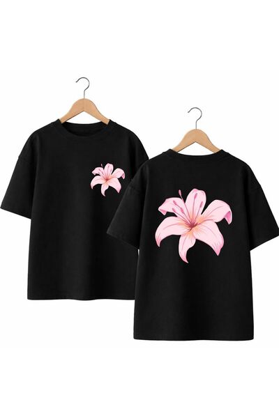 playwear Тениска с щампа на цвете хибискус на гърба и предната част на гърдит...