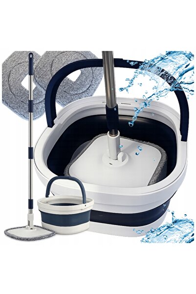 NO BRAND Set Mop Plat Rotativ 360° cu Găleată Pliabilă, Stoarcere și Autocură...