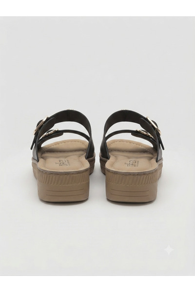 Lideral Metal Figure Detailed Double-Strapped Orthopedic Comfort Sole Slippers