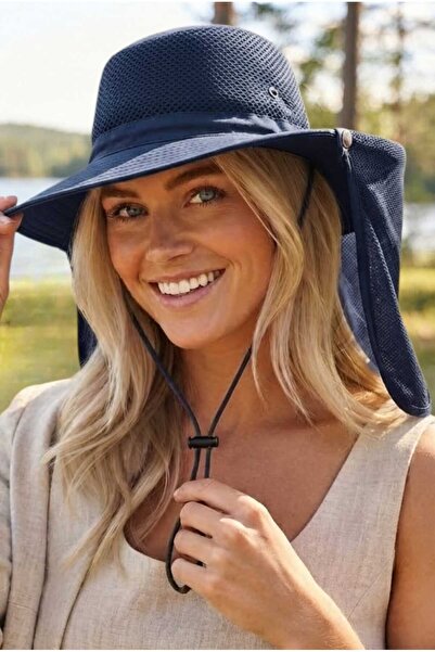Mood Agenda Women's Neck Protection Mesh Safari Hat Uv Sun Protection Drawstr...