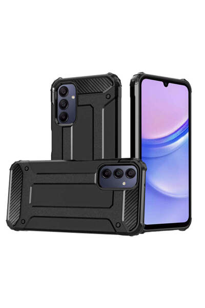 Techsuit Case for Samsung Galaxy A15 4G, Hybrid Armor, black - black