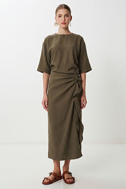 Hiccup ISTANBUL Rochie Midi Din Satin, Cambrată