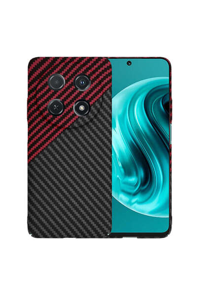 Techsuit Husă pentru Huawei nova 12i, Carcasă din fibră de carbon, roșu închi...